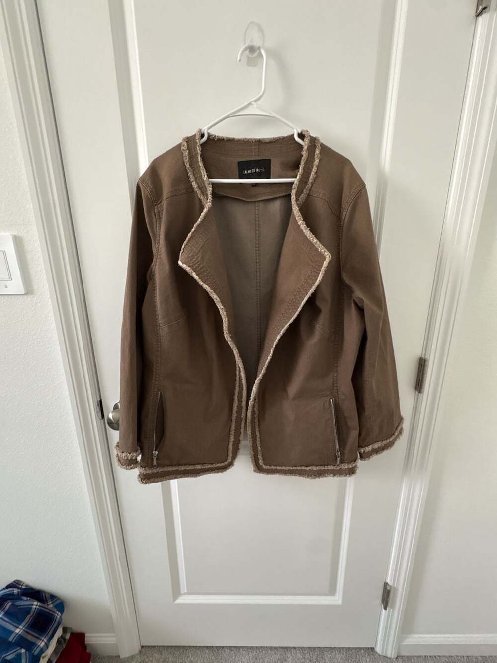 Lafayette 148 New York Brown Frayed Edge Jacket Size 3X